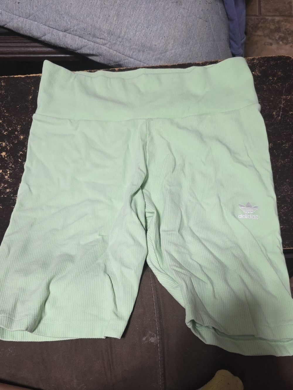 adidas Mint Green Ribbed Bike Shorts with Logo
